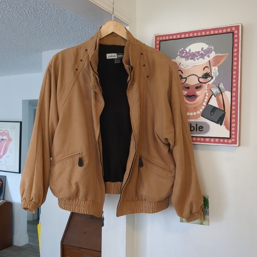 💕 Jamie Sadock Jacket  Womens Sz Large Tan Beige Golf Athleisure Activewear